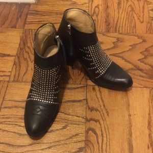 Black studded leather booties - size 8